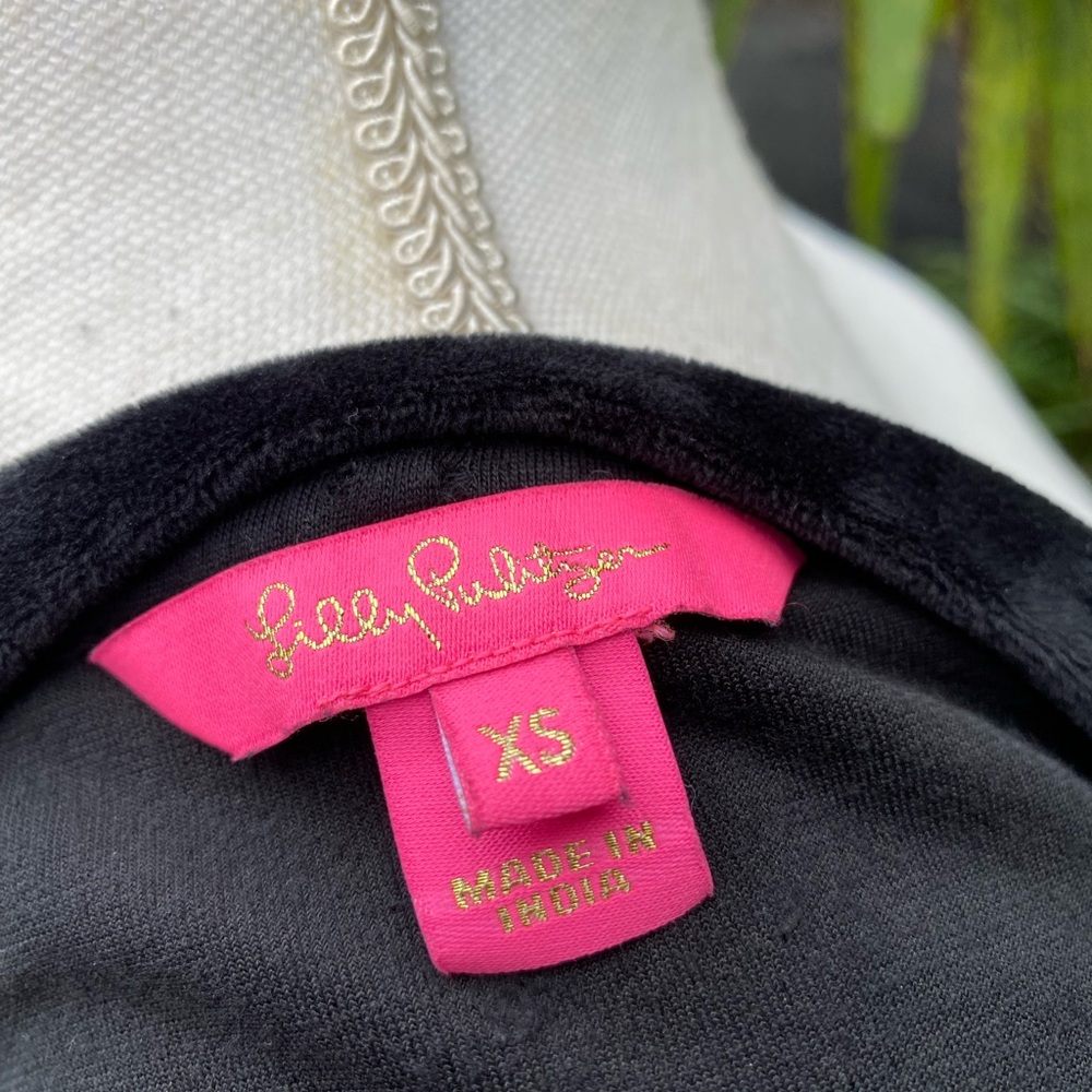 Lily Pulitzer Rami Black Velour Pullover - Picture 6 of 6